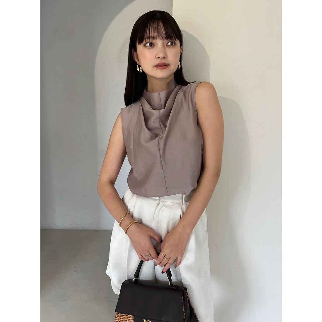 アニュアンス anuans ドレープネックシアーブラウス （BEIGE