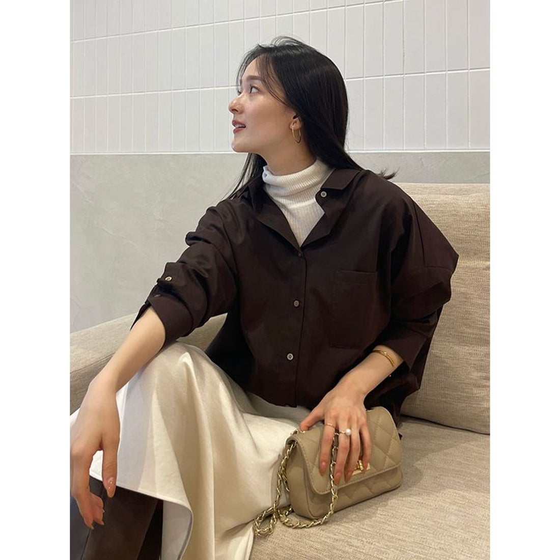 アニュアンス anuans スタンダードシャツ （ORANGE） - ファッション