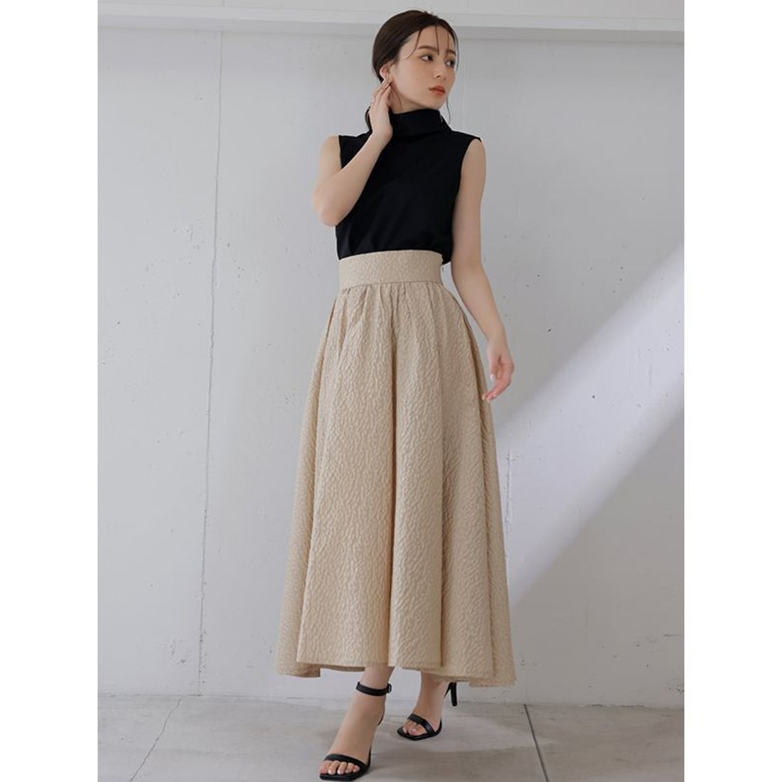 アニュアンス anuans フクレジャガードバックテールフレアスカート