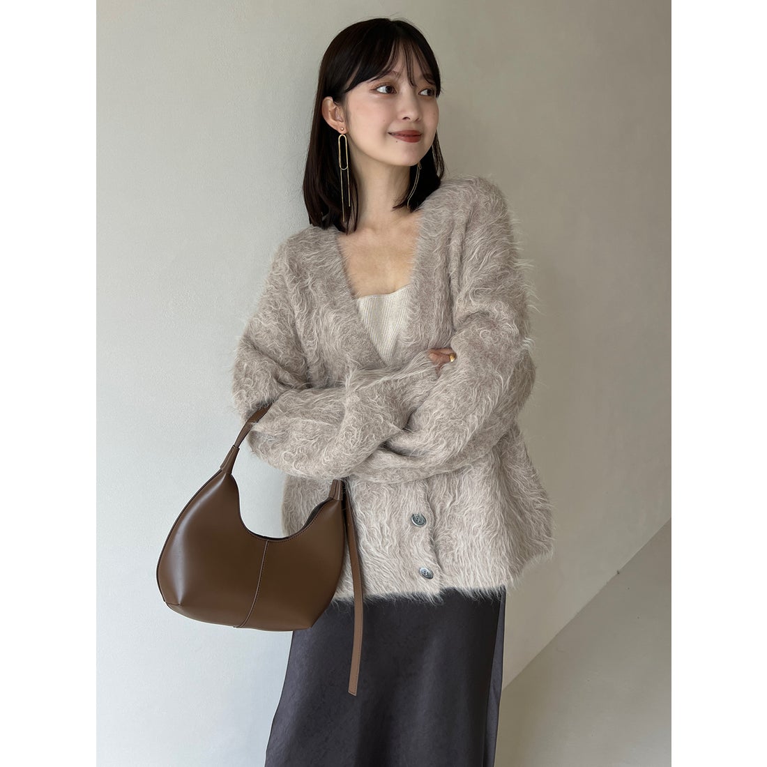 アニュアンス anuans *スーリーアルパカニットカーディガン （BEIGE