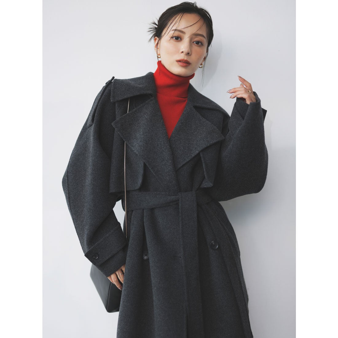 アニュアンス anuans リバーミドルトレンチコート （BLACK