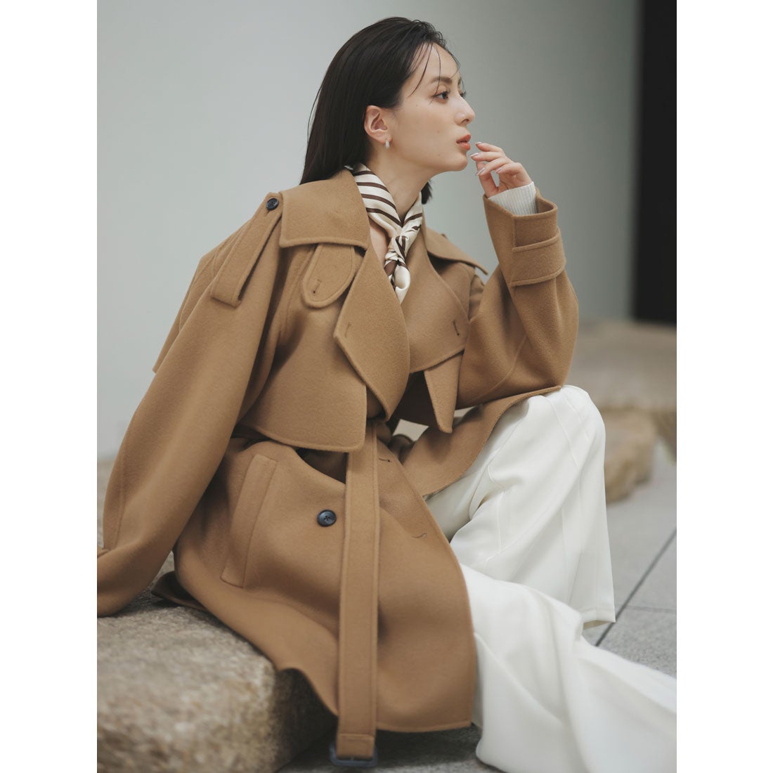 アニュアンス anuans リバーミドルトレンチコート （CAMEL