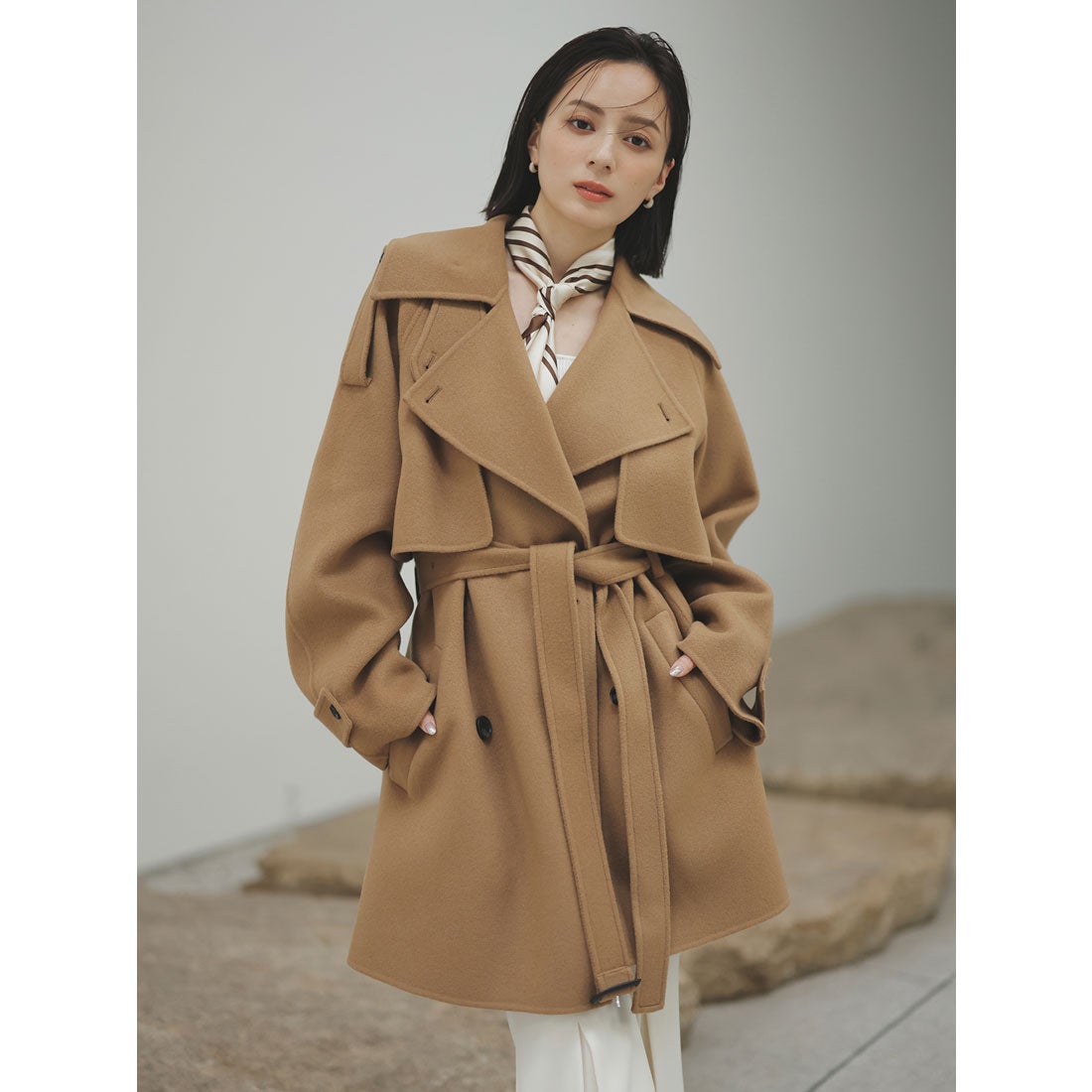 アニュアンス anuans リバーミドルトレンチコート （CAMEL