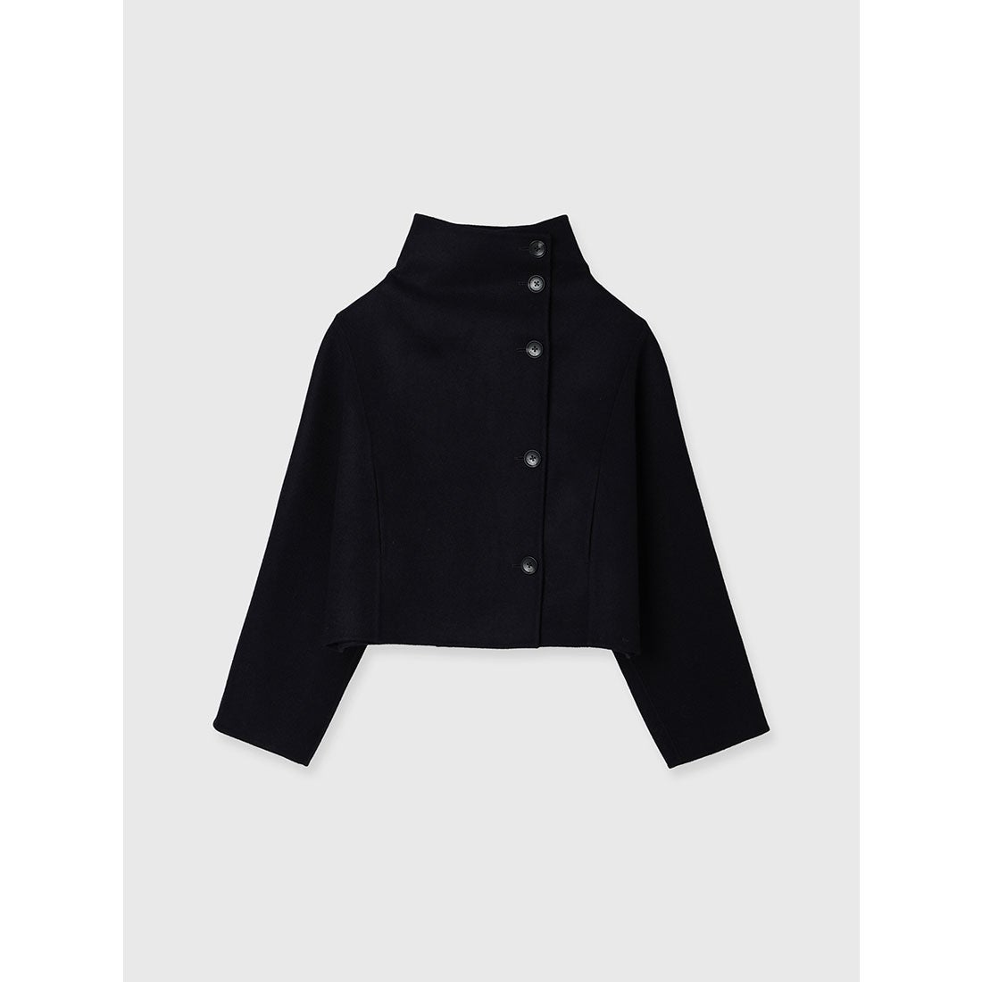 アニュアンス anuans スタンドネックリバーショートコート （NAVY