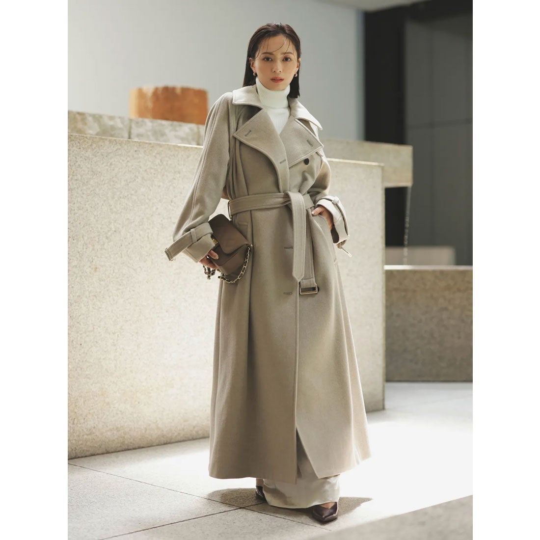 アニュアンス anuans ウールトレンチコート （DARK BROWN