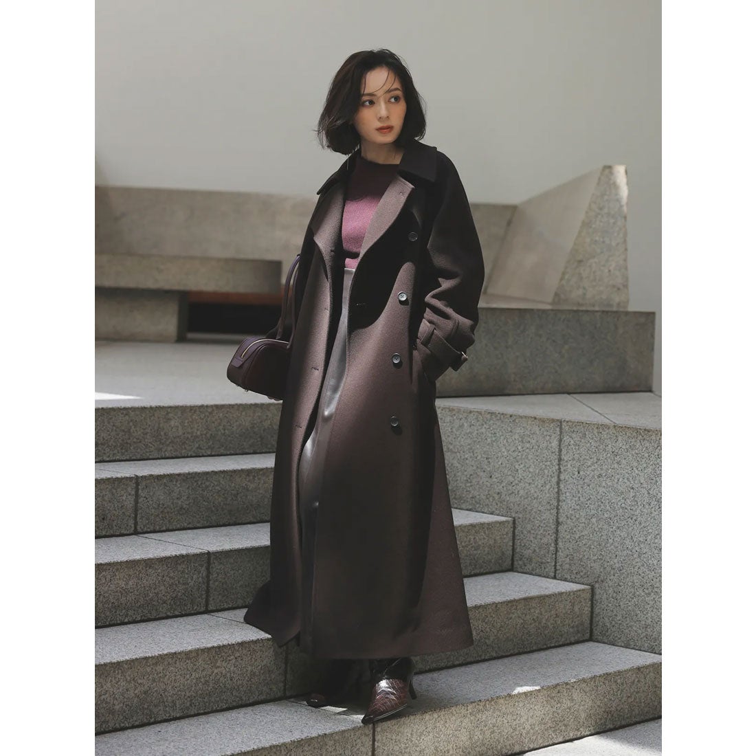 アニュアンス anuans ウールトレンチコート （DARK BROWN