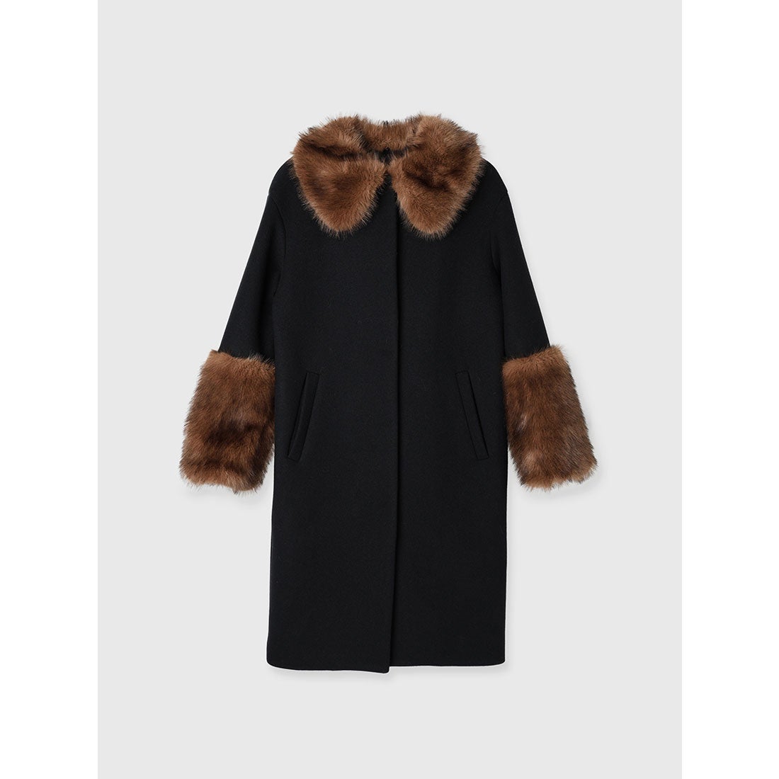 アニュアンス anuans ファートリムコクーンコート （BLACK