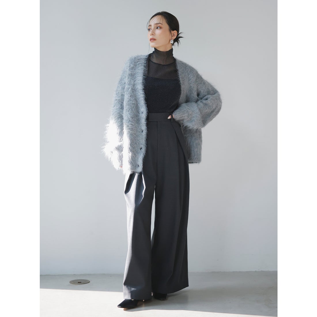 アニュアンス anuans *スーリーアルパカニットカーディガン （GREY