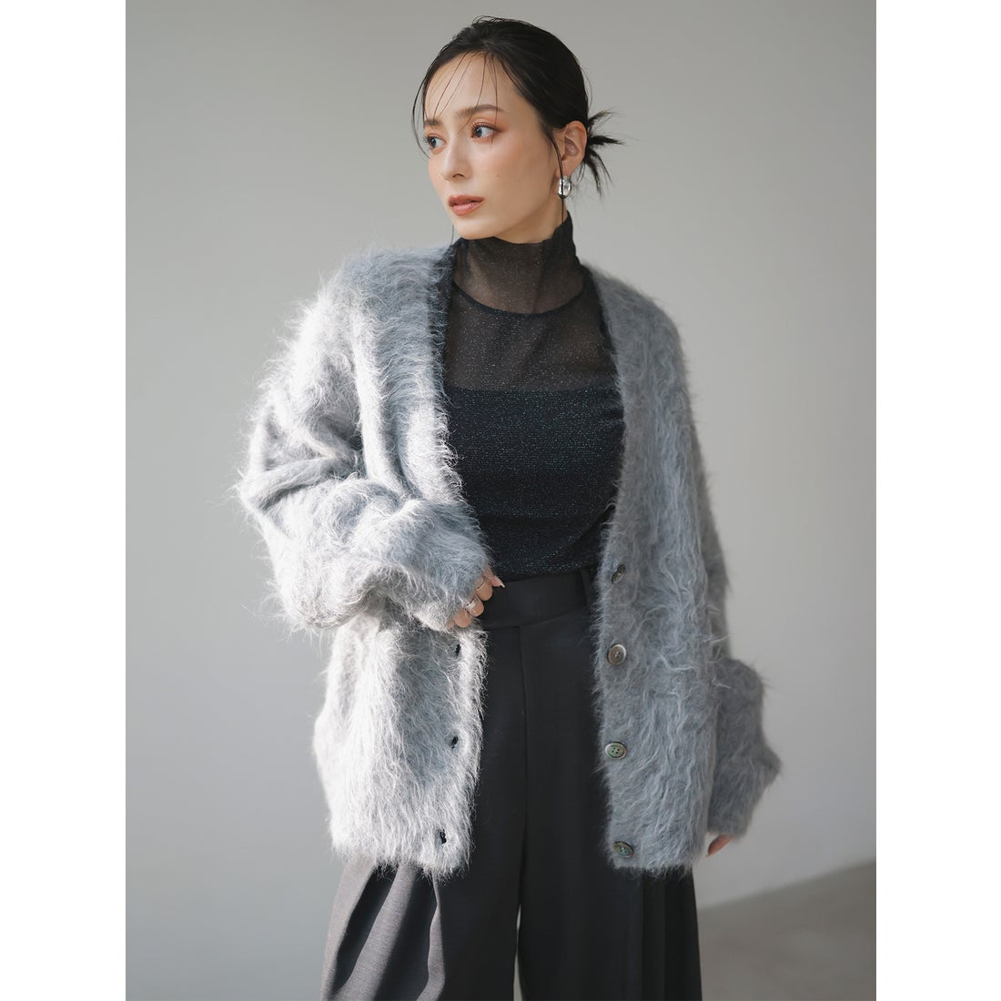 アニュアンス anuans *スーリーアルパカニットカーディガン （GREY