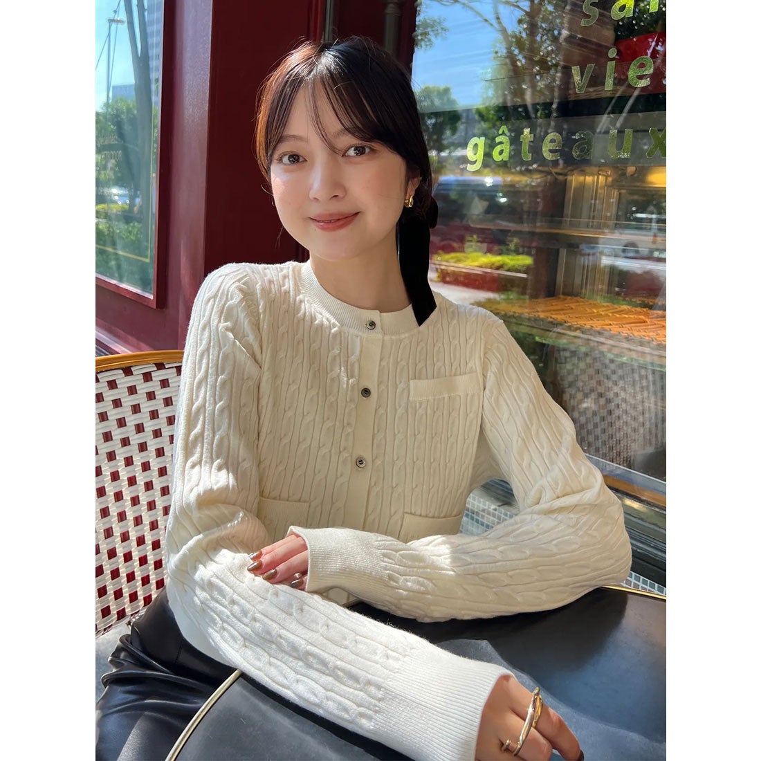 アニュアンス anuans *リトルケーブルニットカーディガン （SAX） -靴