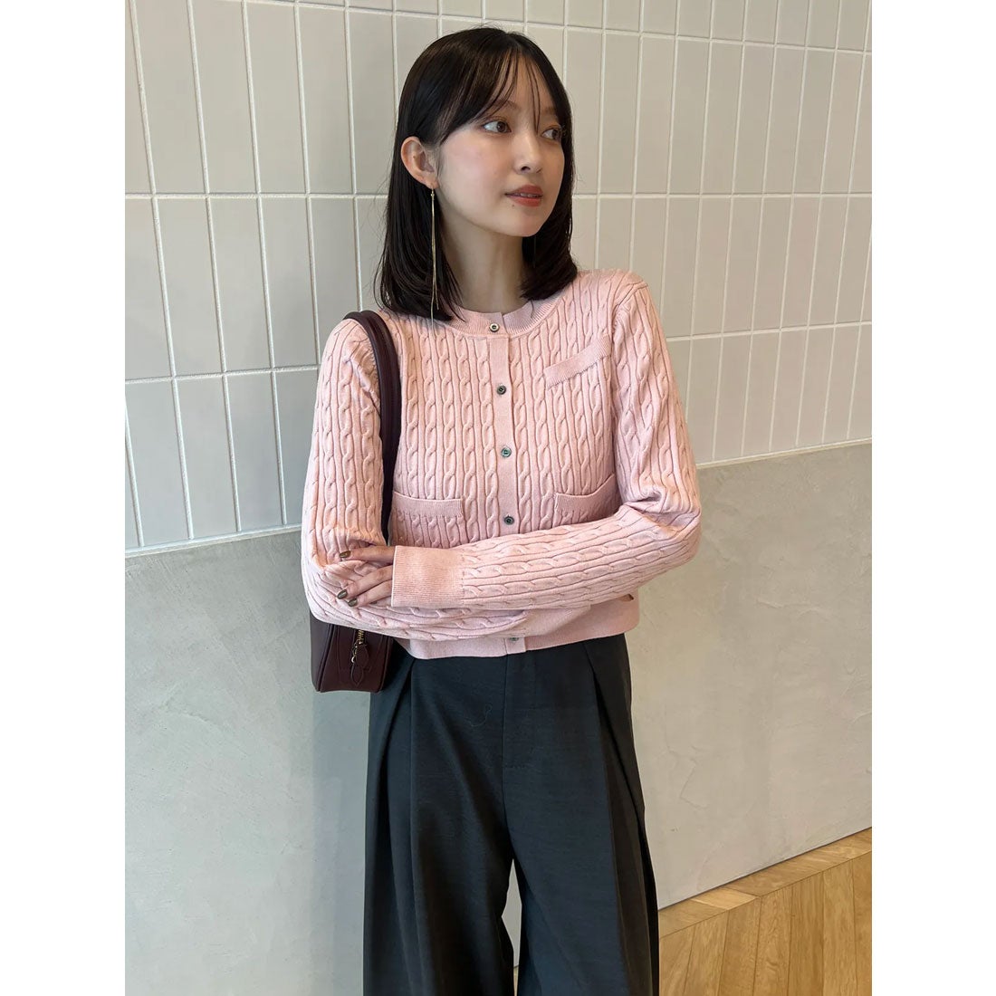 アニュアンス anuans *リトルケーブルニットカーディガン （SAX） -靴