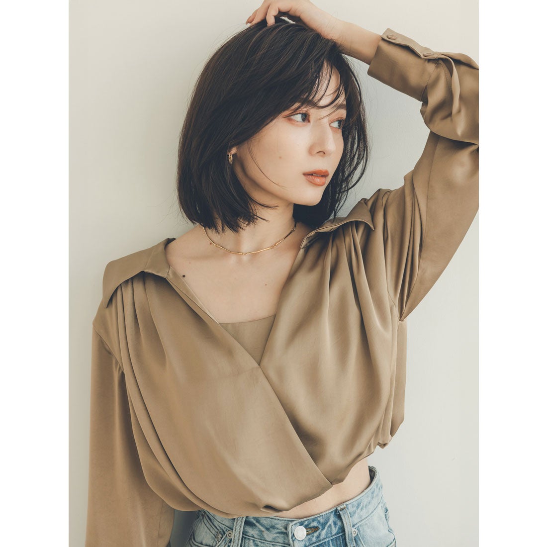 アニュアンス anuans キャミレイヤードカシュクールブラウス （BEIGE