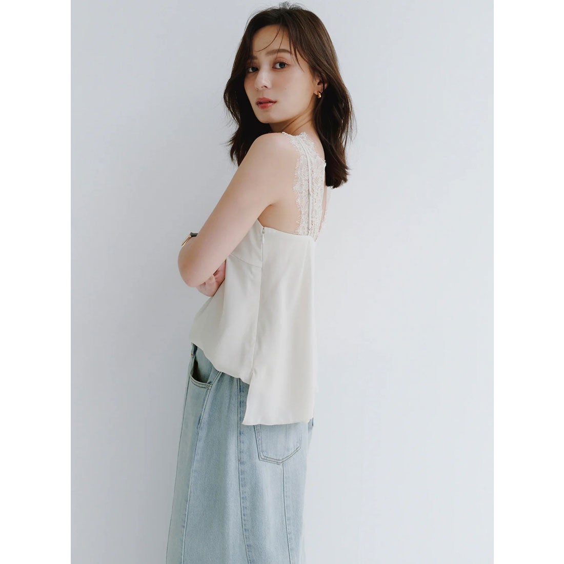 アニュアンス anuans レーストリムカップインキャミソール （IVORY