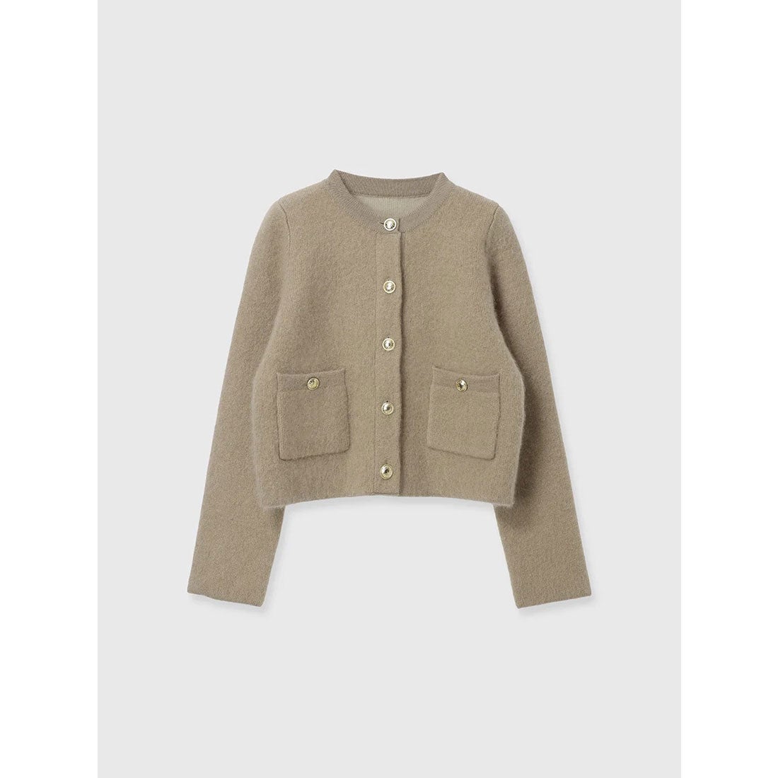 アニュアンス anuans カシミヤブレンドノーカラーニットジャケット