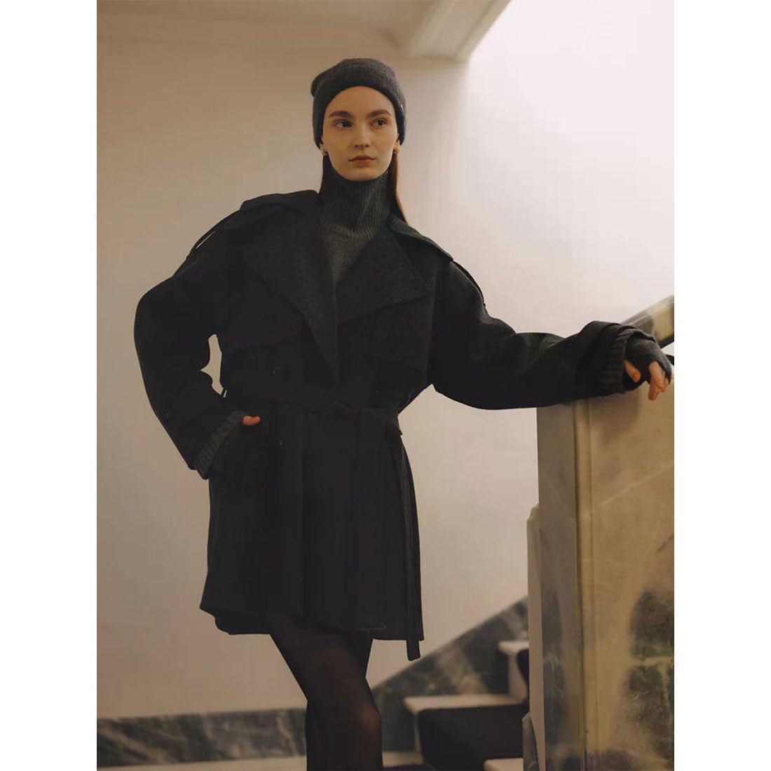 アニュアンス anuans リバーウールミドルトレンチコート