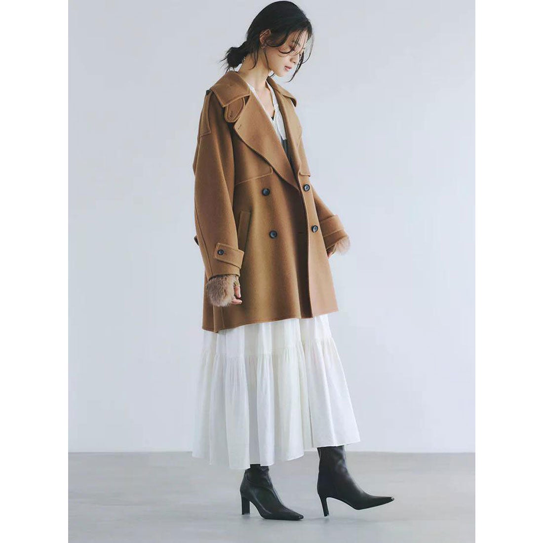 アニュアンス anuans リバーウールミドルトレンチコート （ECRU） -靴
