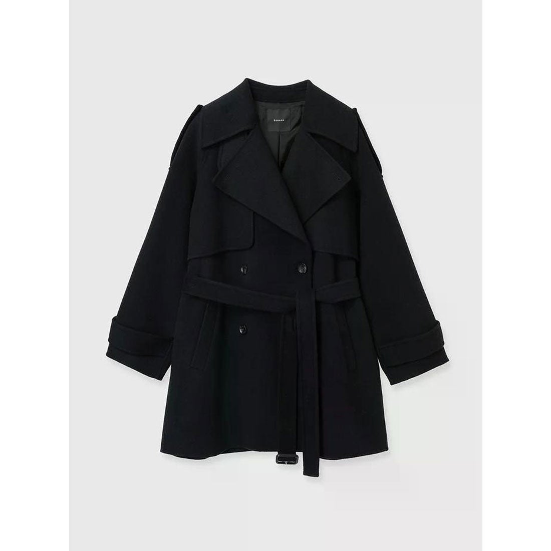 アニュアンス anuans リバーウールミドルトレンチコート （BLACK