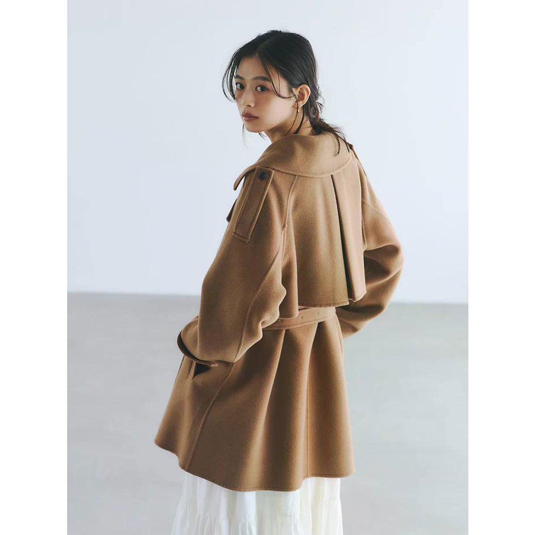 アニュアンス anuans リバーウールミドルトレンチコート （CAMEL
