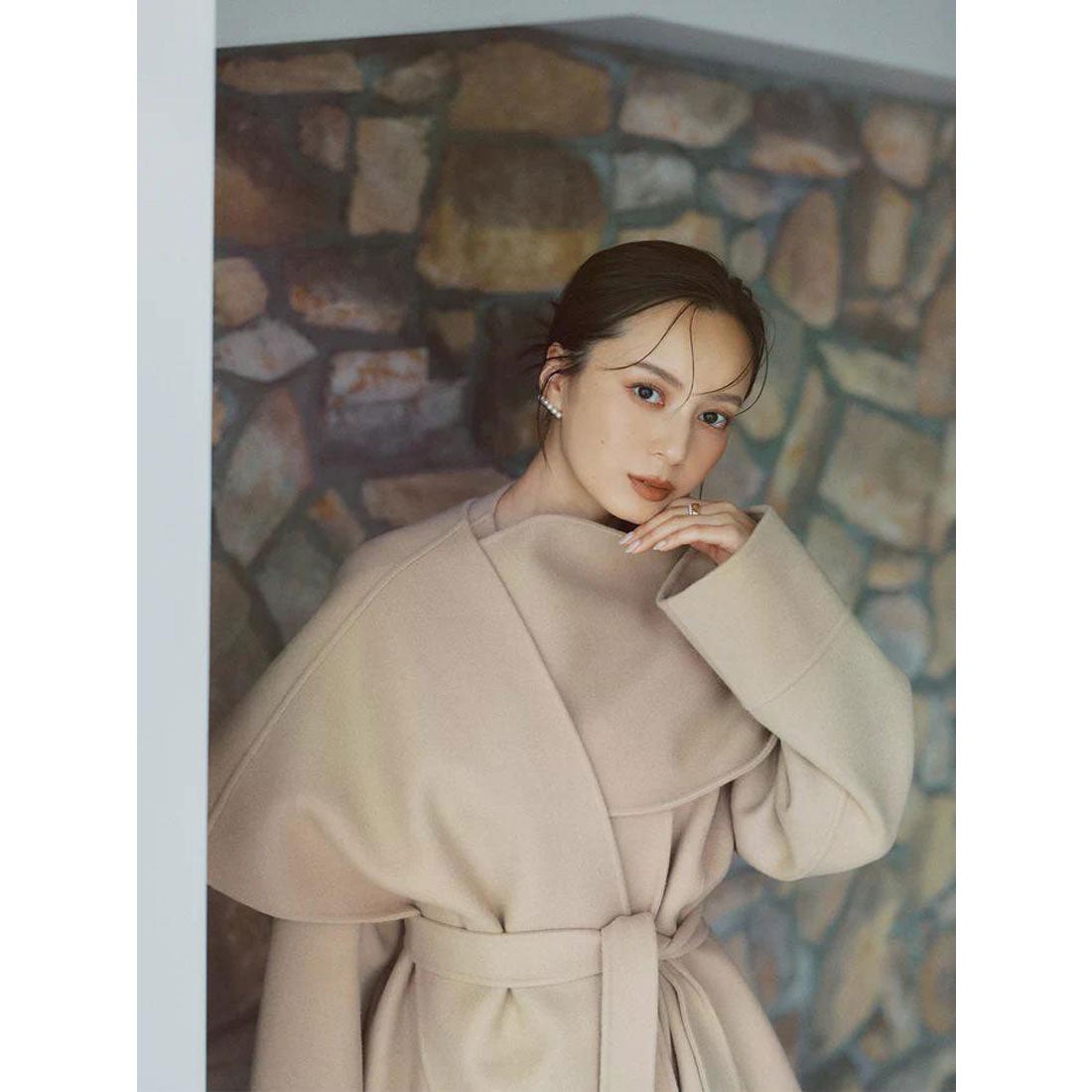 アニュアンス anuans リバーウールミドルマフラーコート （BEIGE） -靴