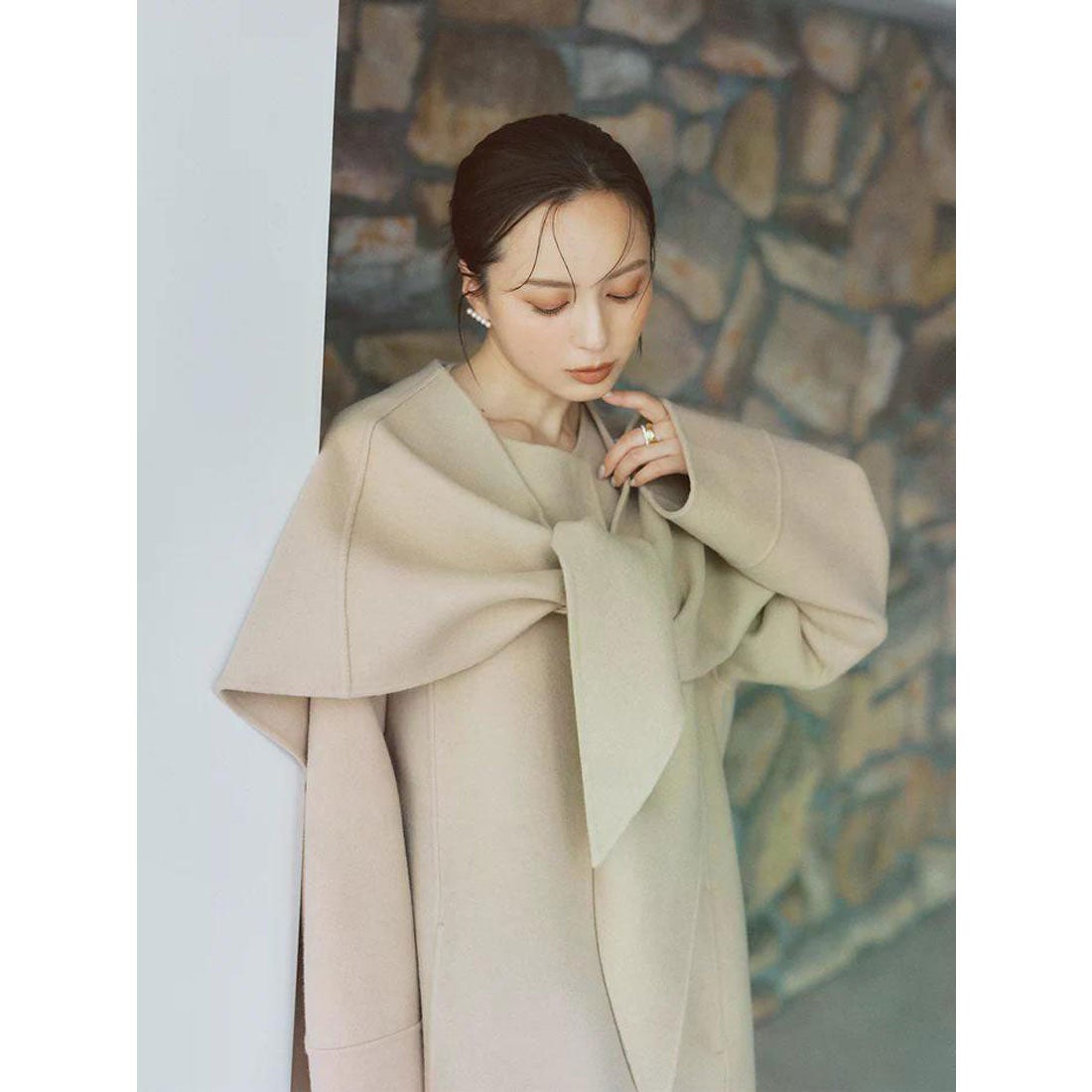 アニュアンス anuans リバーウールミドルマフラーコート （BEIGE