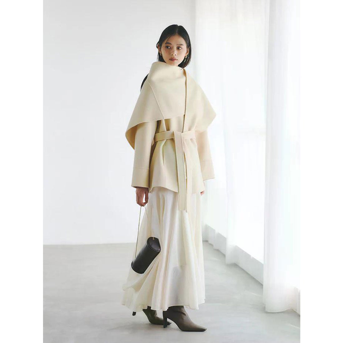 アニュアンス anuans リバーウールミドルマフラーコート （YELLOW