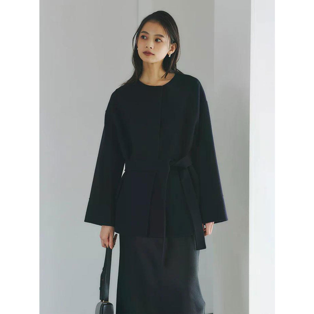 アニュアンス anuans リバーウールミドルマフラーコート （NAVY） -靴