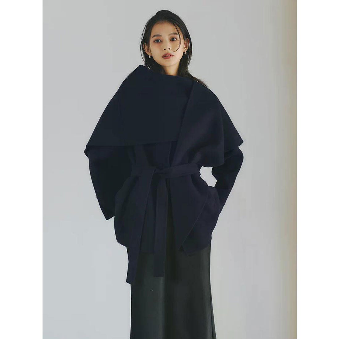 アニュアンス anuans リバーウールミドルマフラーコート （NAVY