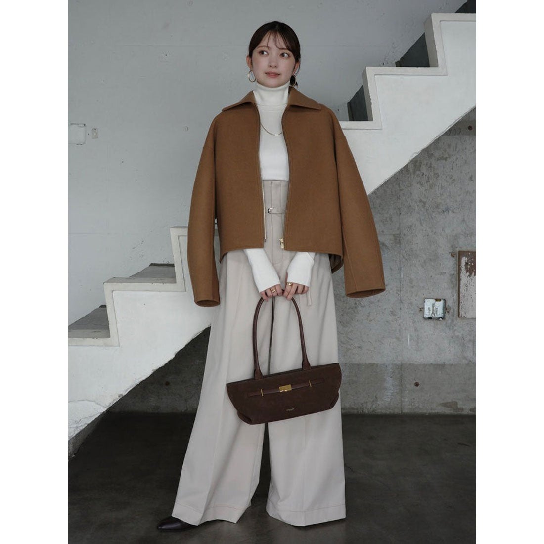 アニュアンス anuans リバーウールショートコート （CAMEL