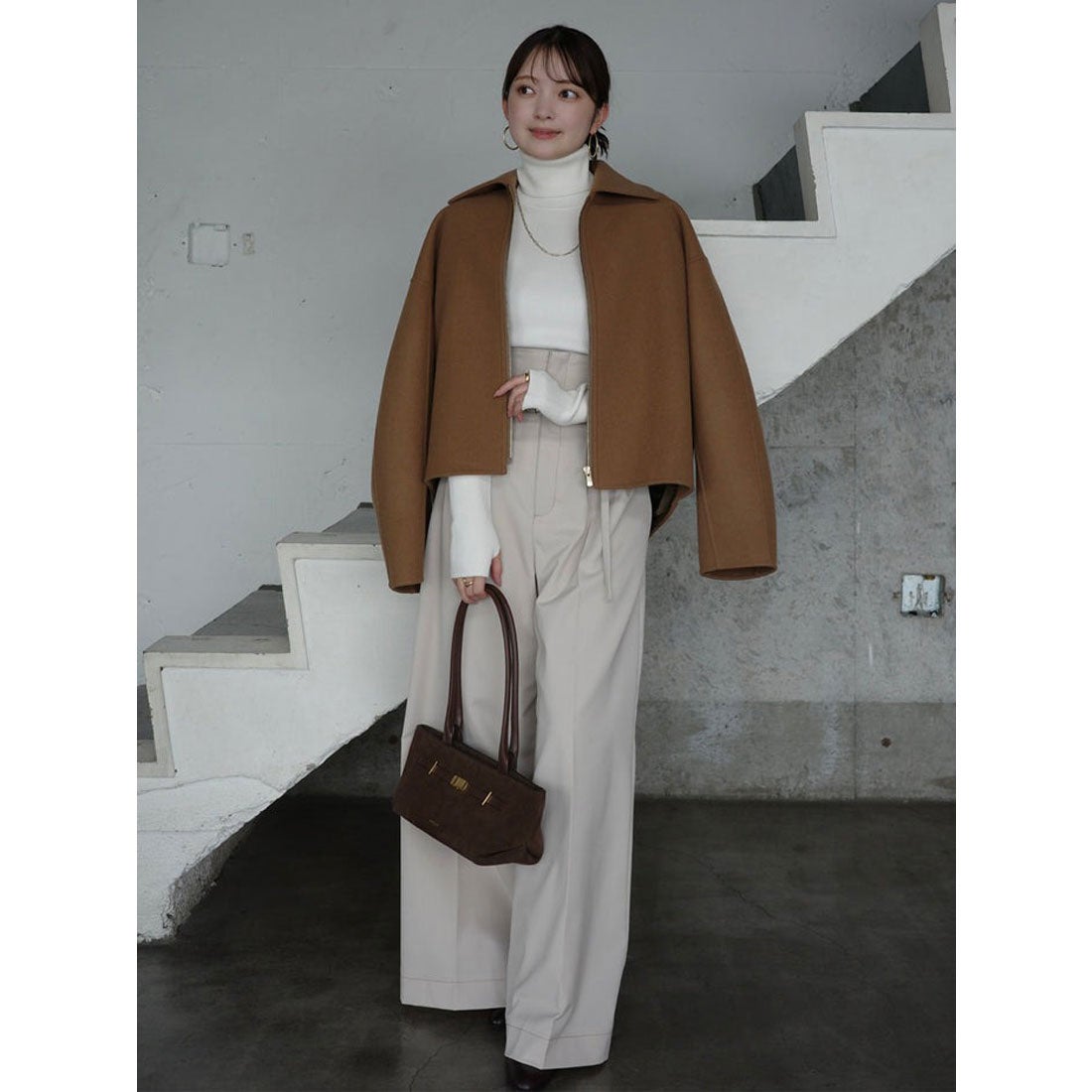 アニュアンス anuans リバーウールショートコート （CAMEL