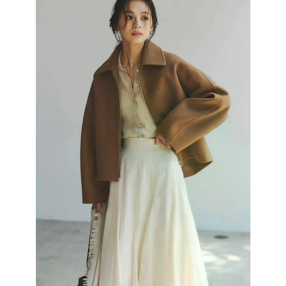 アニュアンス anuans リバーウールショートコート （CAMEL