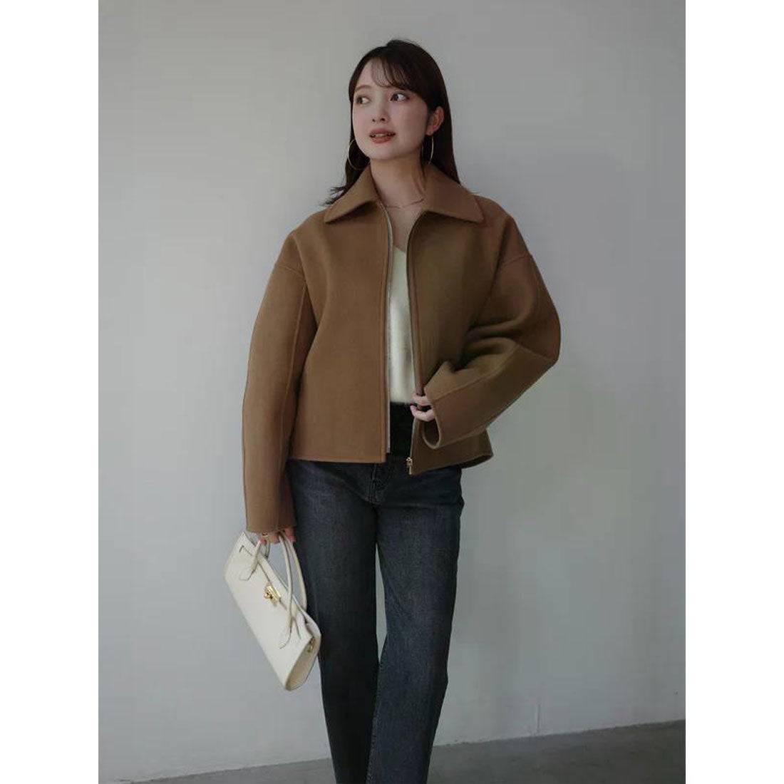 アニュアンス anuans リバーウールショートコート （NAVY