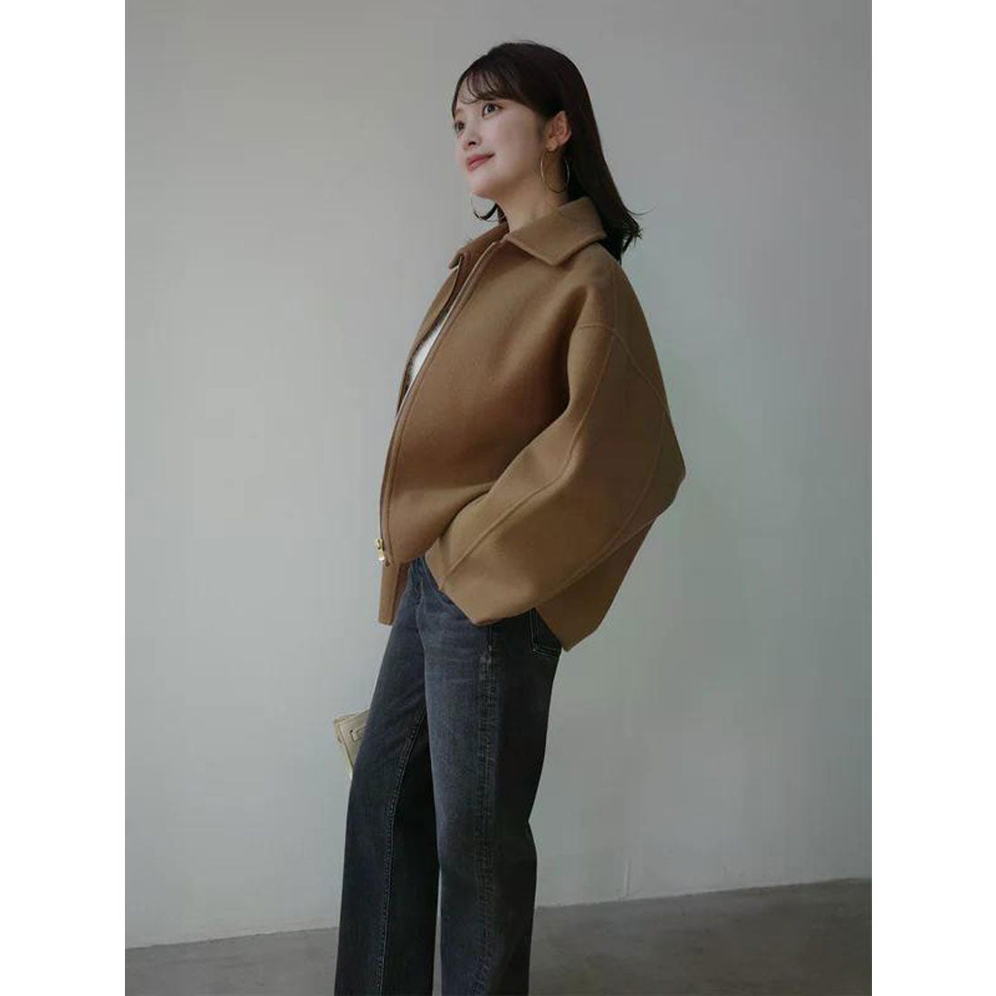 アニュアンス anuans リバーウールショートコート （NAVY