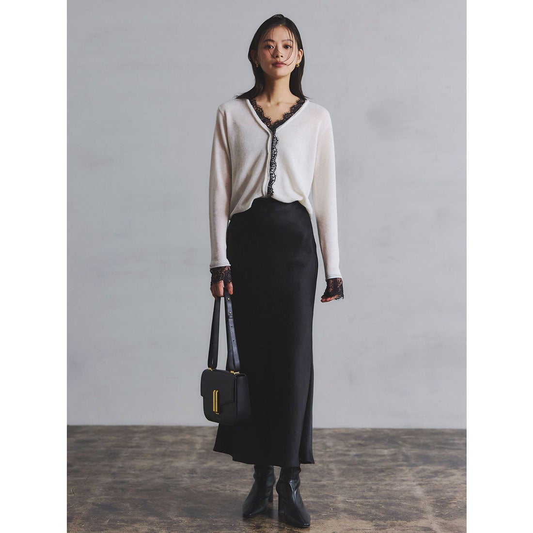 アニュアンス anuans アイラッシュレーストリミングニット （GREY