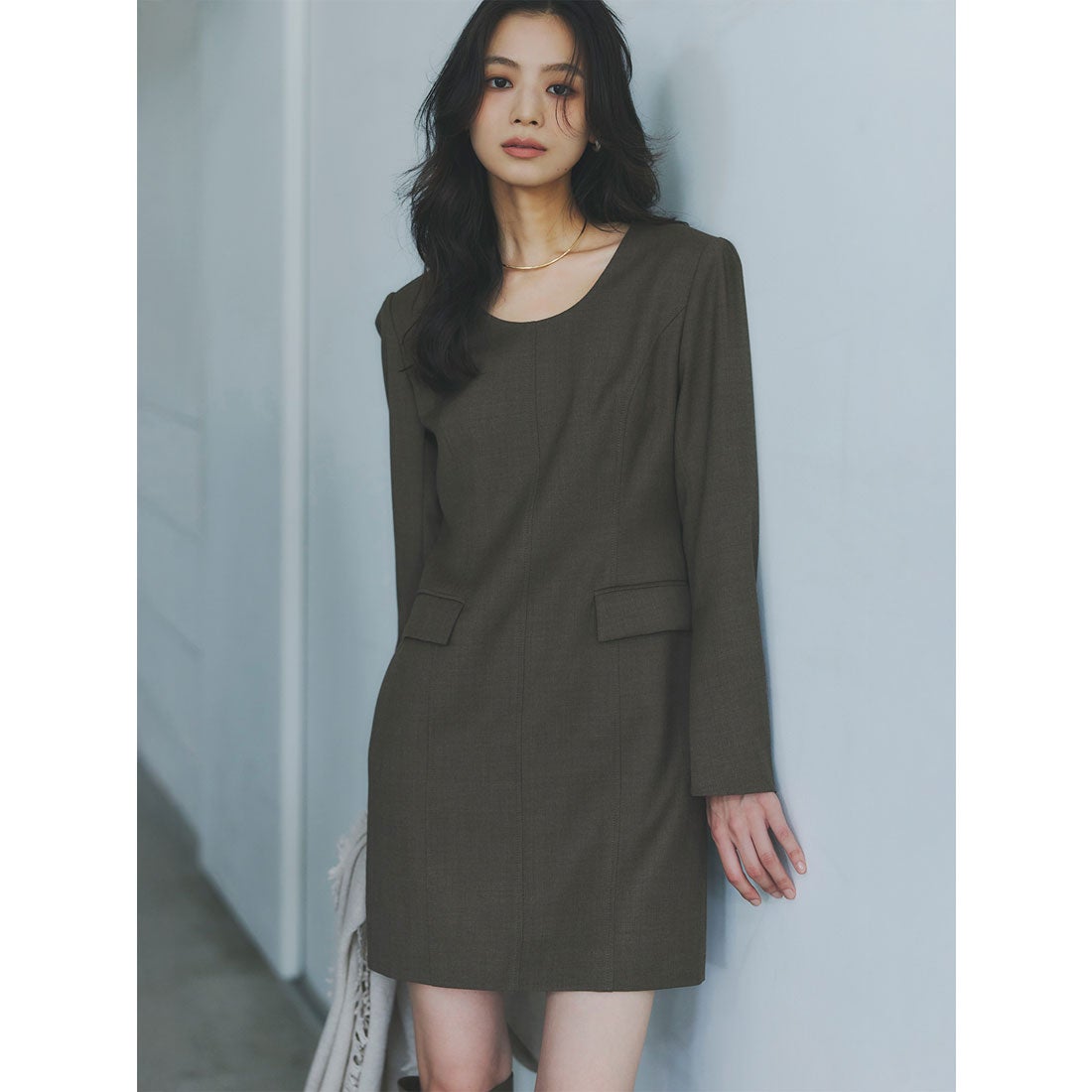 アニュアンス anuans ボクシーミニワンピース （BROWN） -ファッション