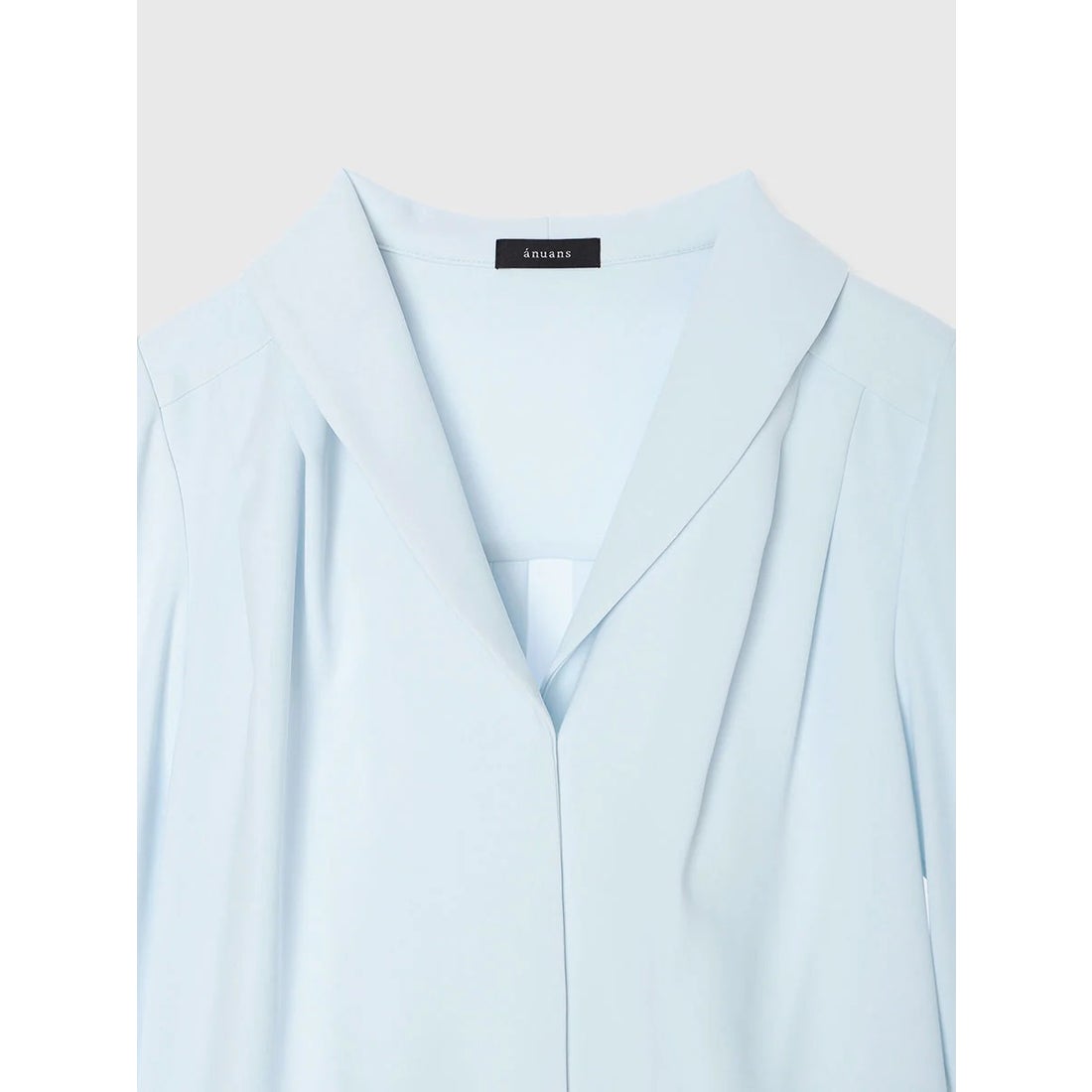 アニュアンス anuans ダブルサテンショールカラーブラウス （NAVY