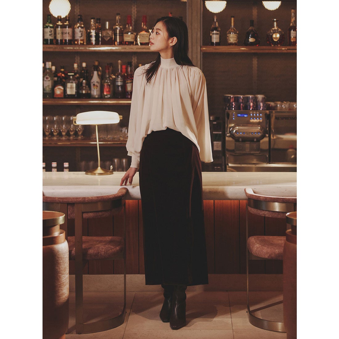 アニュアンス anuans ジョーゼットフレアブラウス （LIGHT BEIGE） -靴