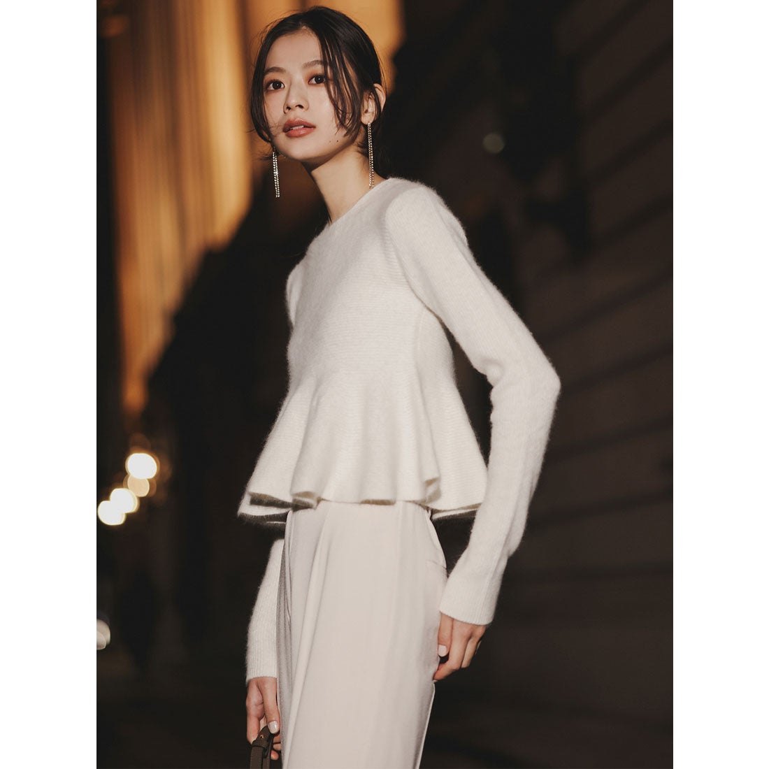 アニュアンス anuans ペプラムショートニットトップス （IVORY