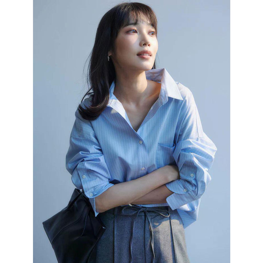 アニュアンス anuans 【STRIPE】スタンダードシャツ （SAX） -靴