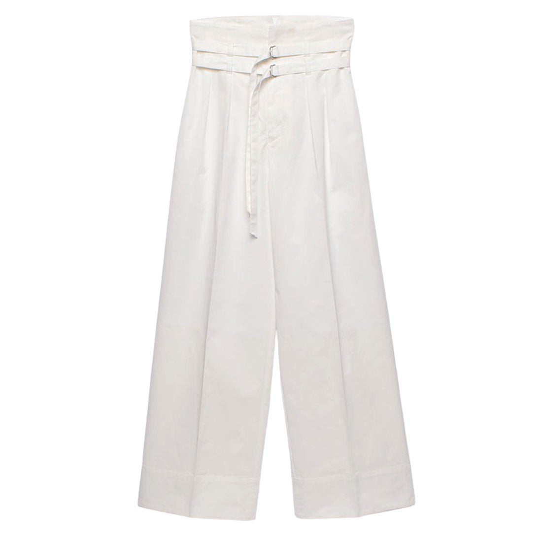 アニュアンス anuans ダブルベルトハイウエストワイドパンツ （WHITE