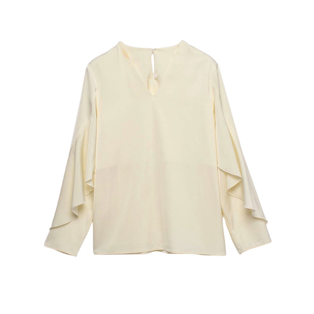 アニュアンス anuans ツイストフリルVネックブラウス （IVORY