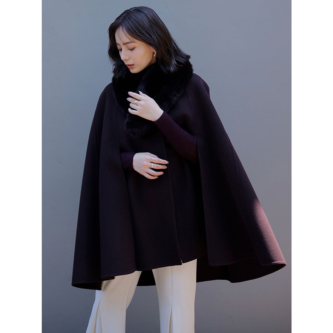 アニュアンス anuans ウールリバーケープコート （BROWN） -靴