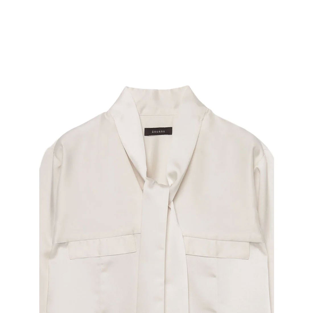 アニュアンス anuans サテンVネックタイブラウス （BROWN） -靴