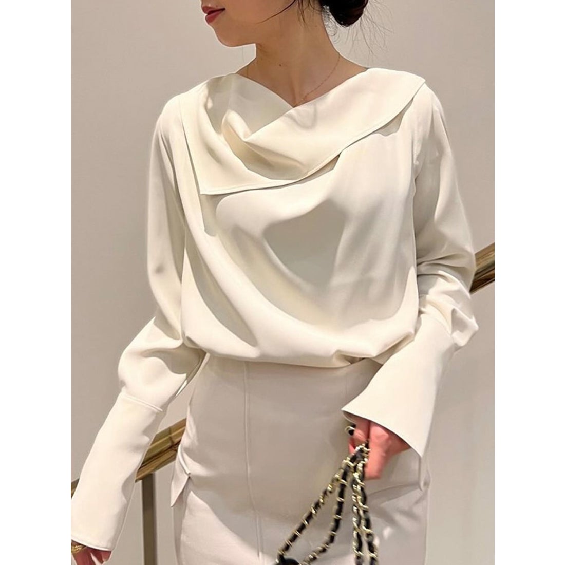 アニュアンス anuans スカーフドレープブラウス （KHAKI BROWN