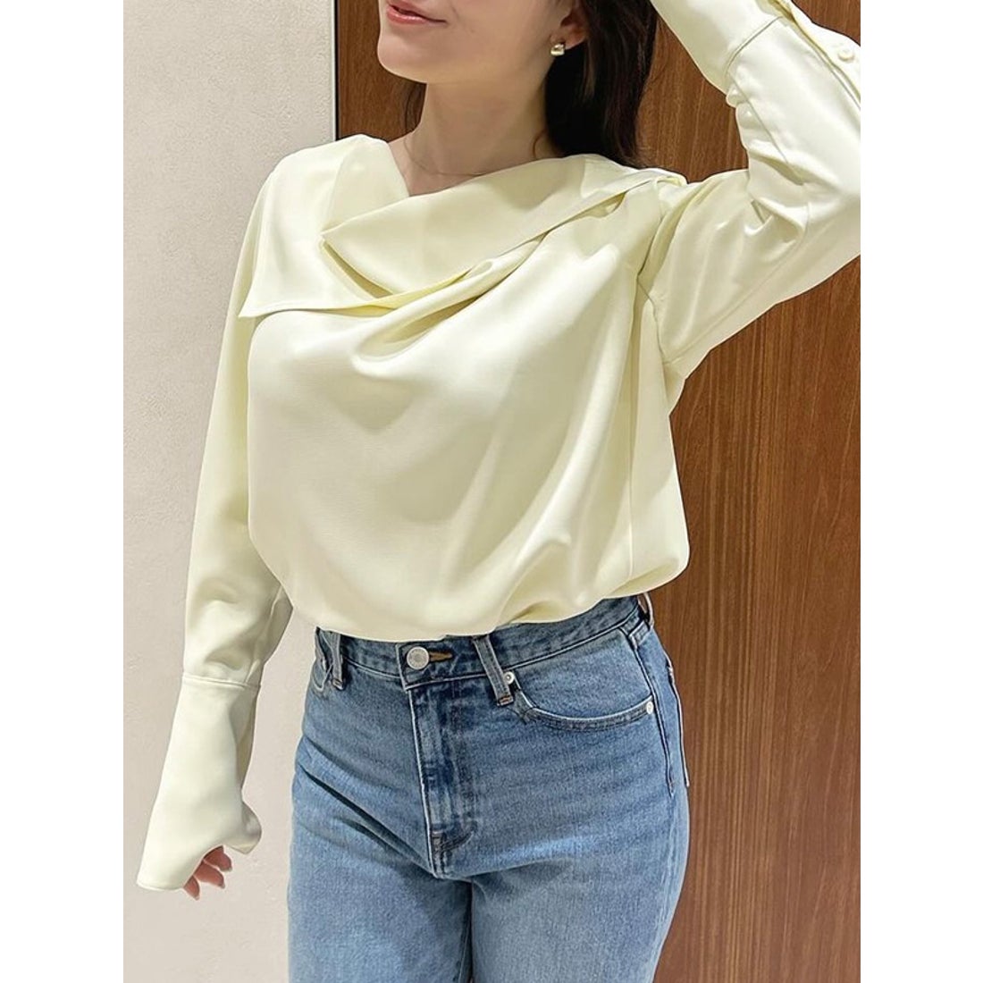 アニュアンス anuans スカーフドレープブラウス （KHAKI BROWN