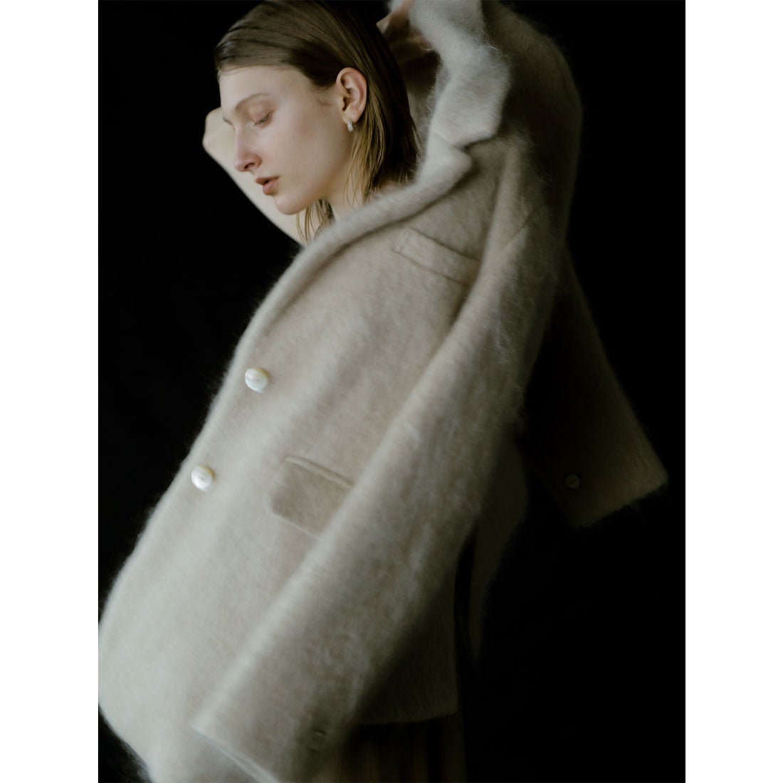 アニュアンス anuans モヘアシャギーテーラードジャケット （BEIGE