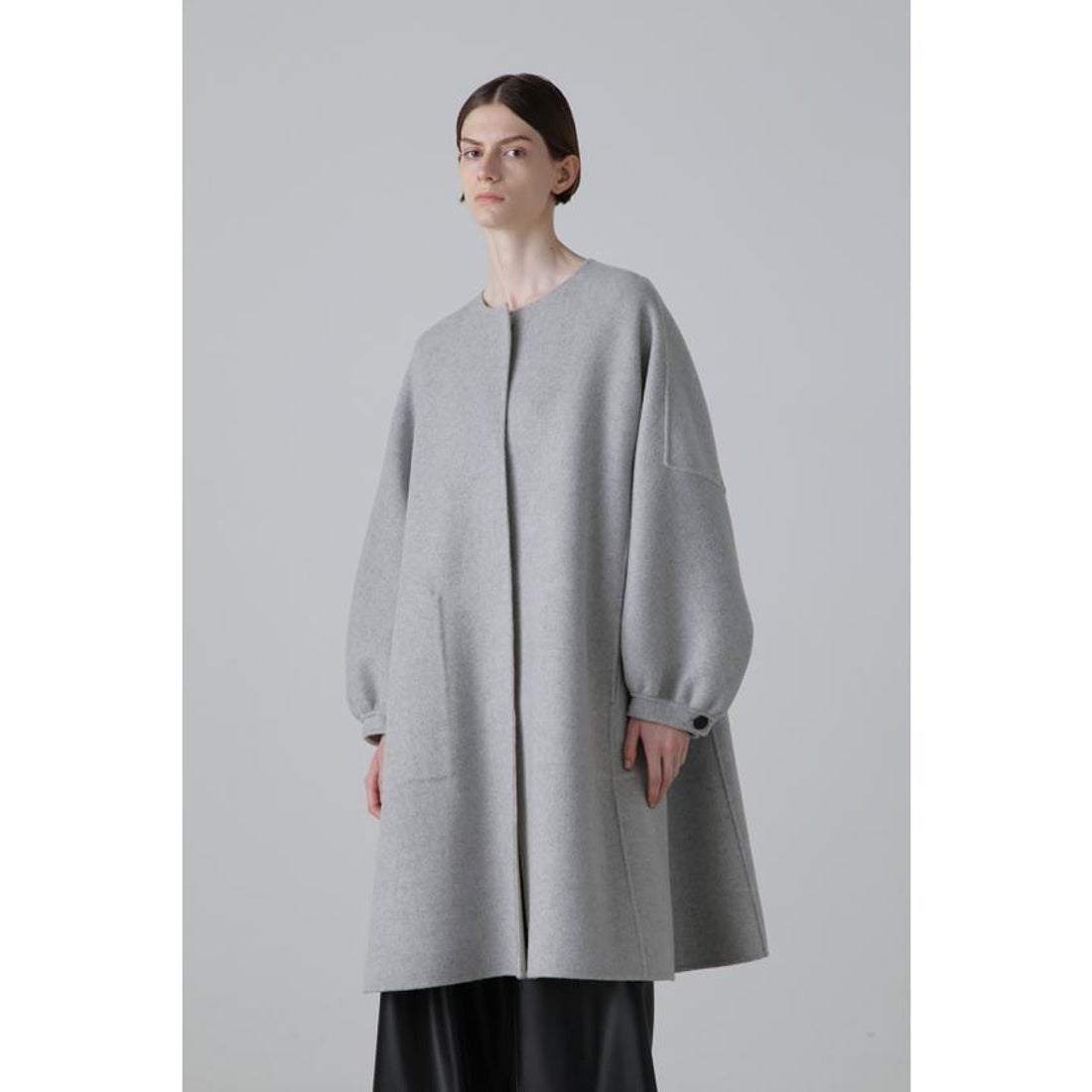 アドーア ADORE ◇カシミヤ混2TONEリバーノーカラーコート （トップ