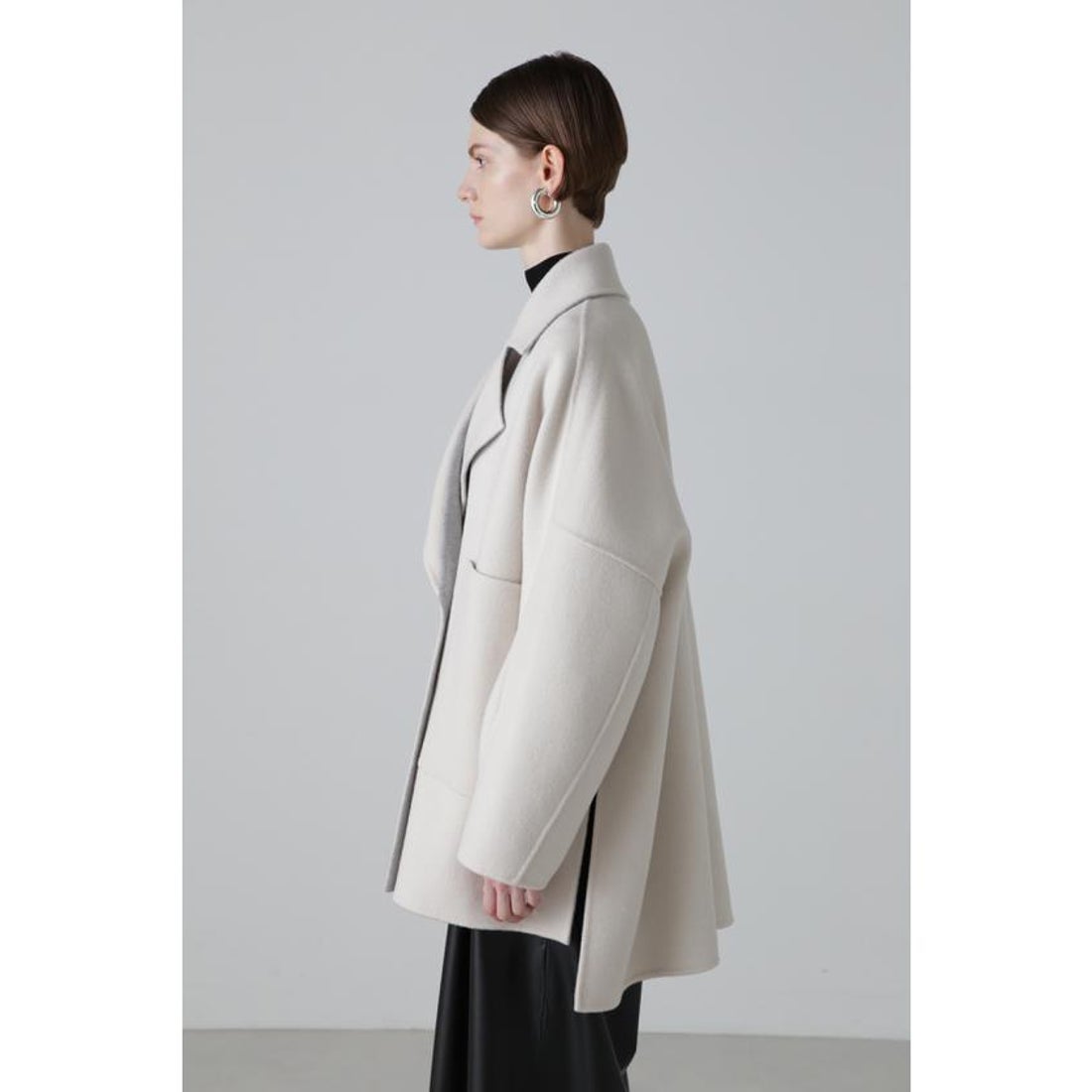 アドーア ADORE ◇カシミヤ混2TONEリバーコート （ピンクxキャメル