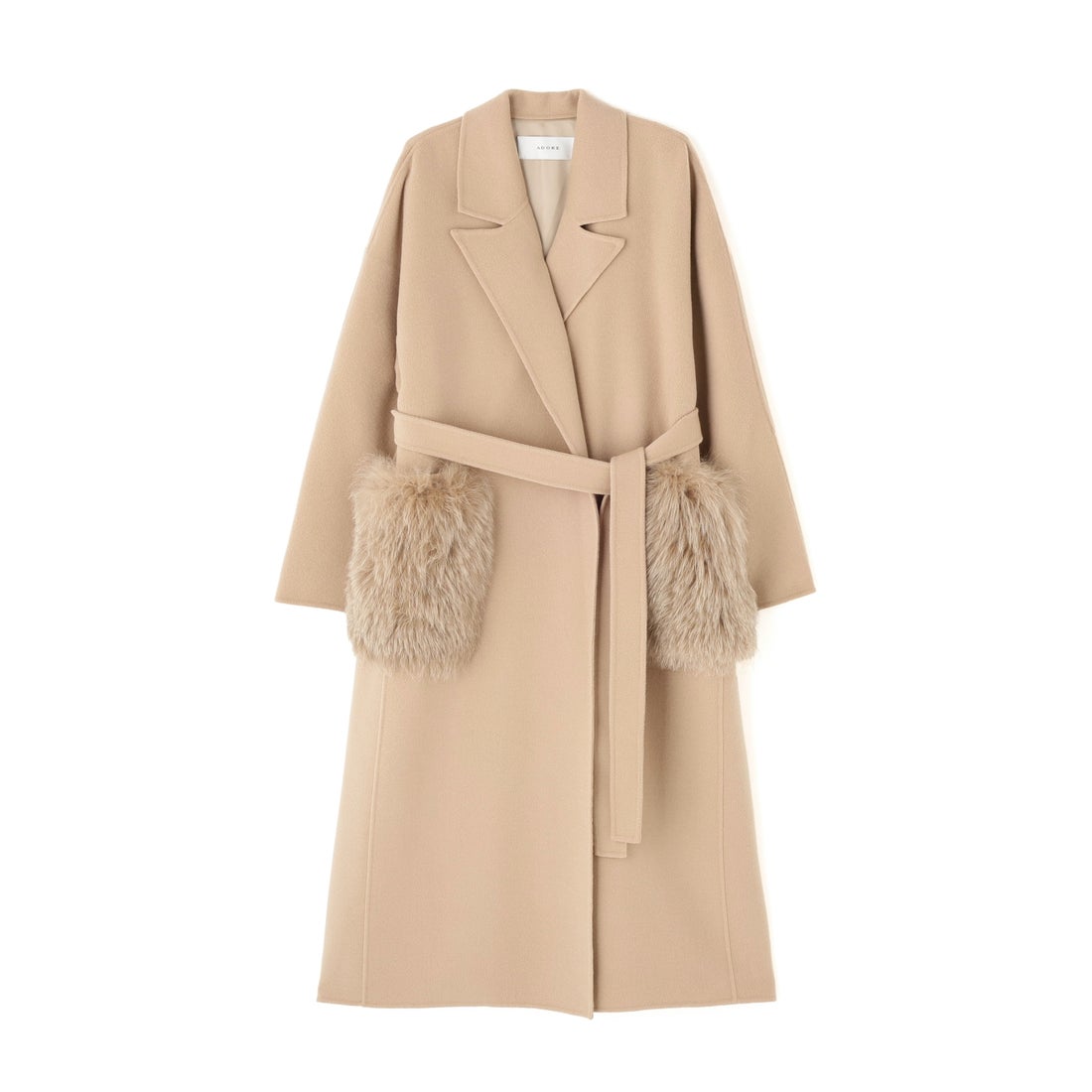 アドーア ADORE ソリッドウールリバーコート （ベージュ