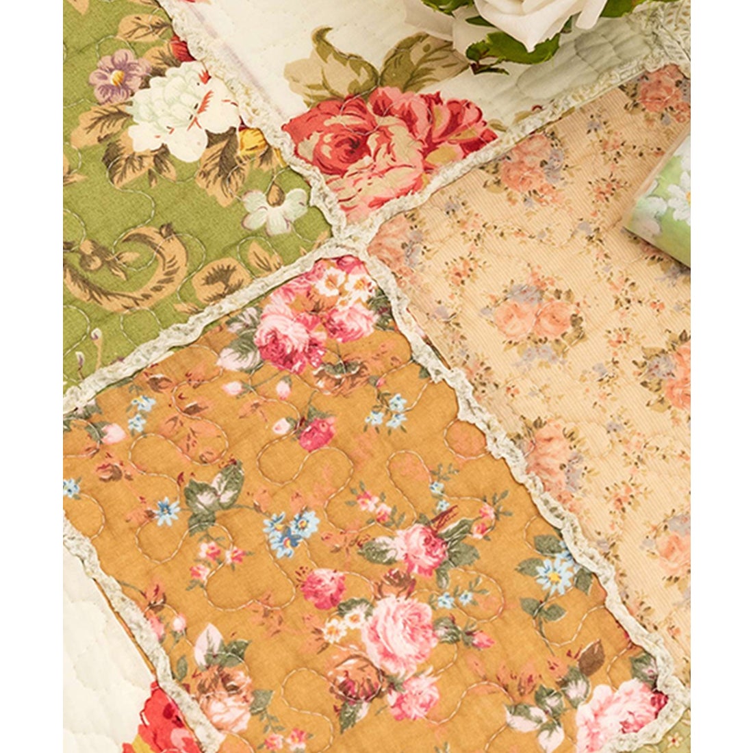 アイモハ aimoha 花柄ガーリーキルティングマット （ブルー