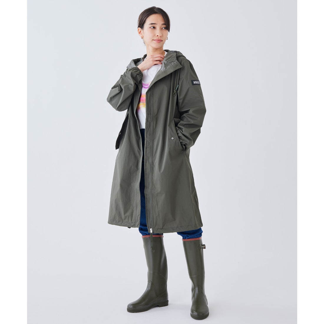 エーグル AIGLE 透湿防水 パッカブルロングフーデッドジャケット